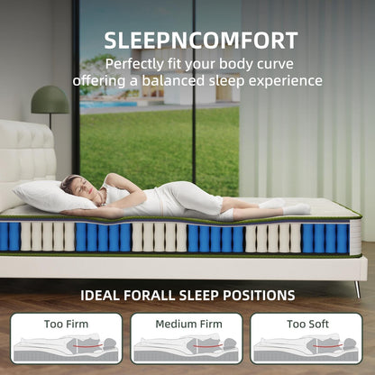 Materasso ibrido in memory foam da 12 pollici in una scatola