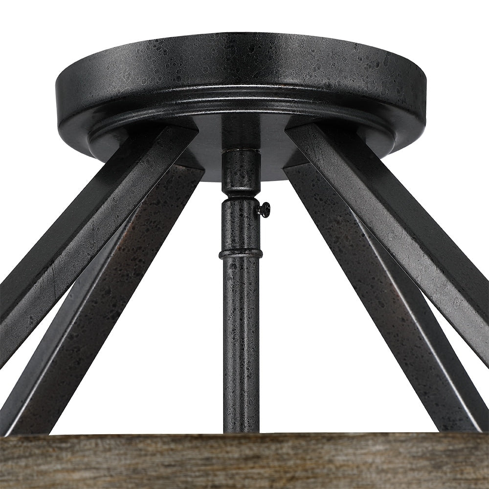 Lampada da soffitto semi-incassata moderna in ferro naturale e finto legno anticato da 12,5 pollici, 4 luci - 12,5 W