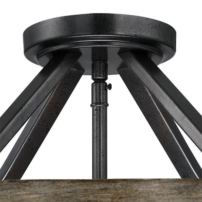 Lampada da soffitto semi-incassata moderna in ferro naturale e finto legno anticato da 12,5 pollici, 4 luci - 12,5 W