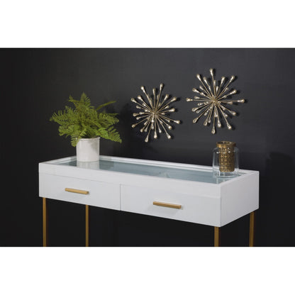 Decorazione da parete in metallo dorato Starburst/perline trasparenti da 12,5 DIA