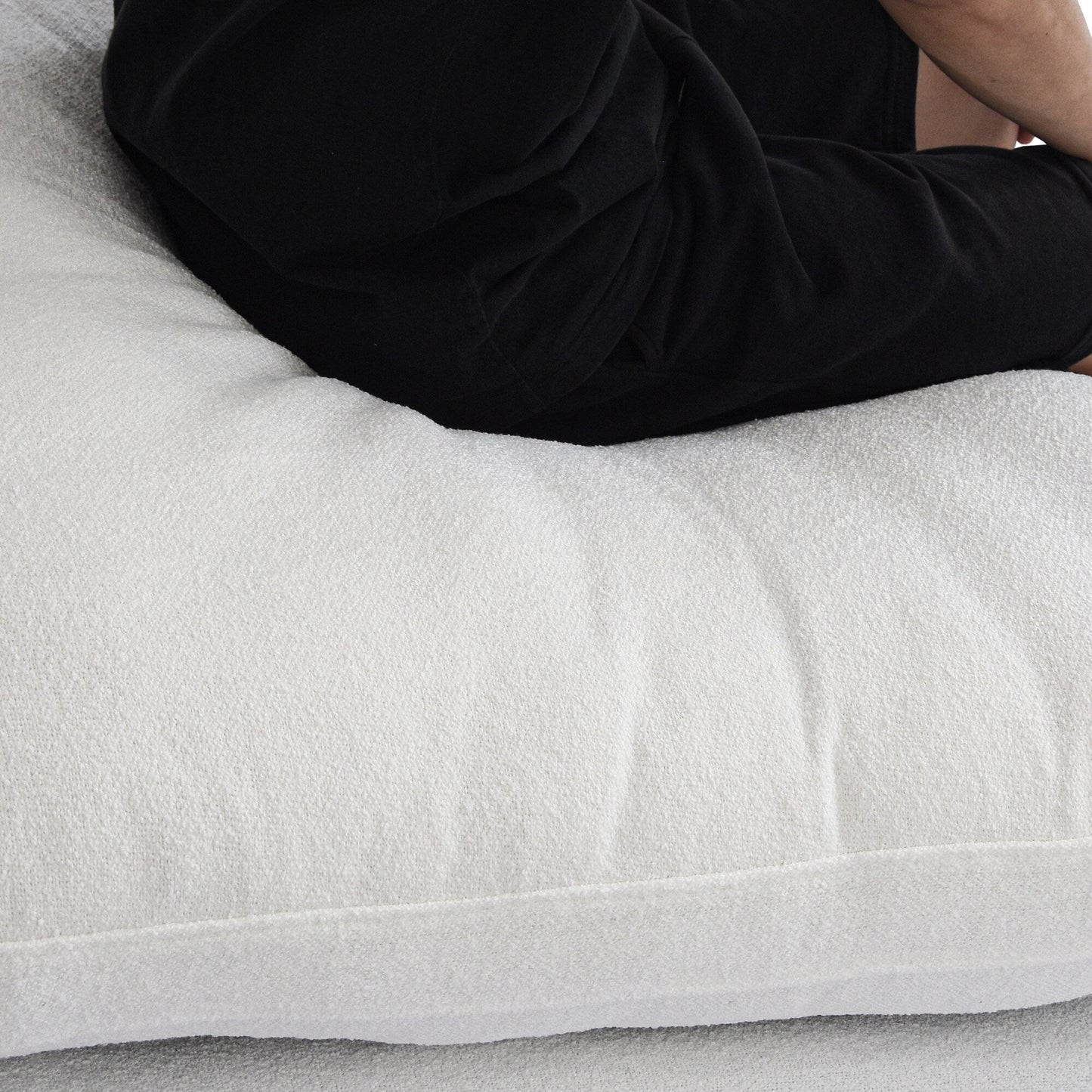 Divano componibile moderno a forma di L da 120 cm, divano modulare in lino con pouf contenitore