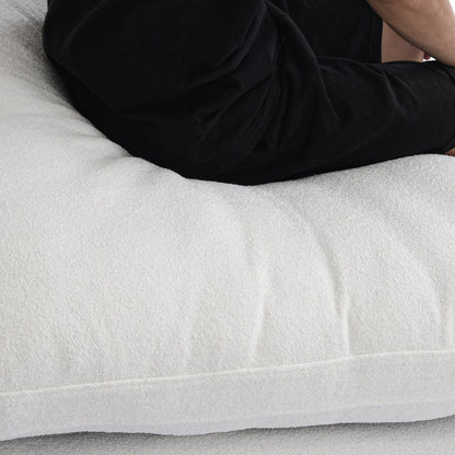 Divano componibile moderno a forma di L da 120 cm, divano modulare in lino con pouf contenitore