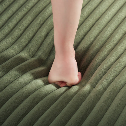 Divano componibile a U in velluto a coste da 125'' con pouf mobile