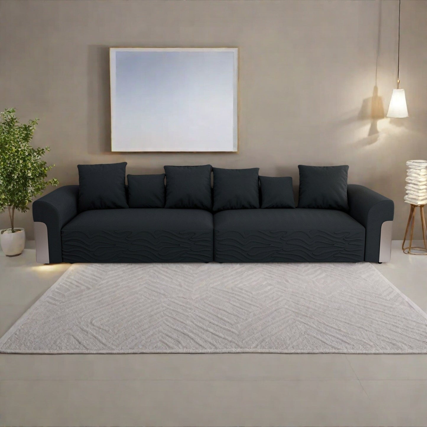 Divano a 4 posti in tessuto 127.4Fabric con seduta profonda, comodo divano a nuvola con cuscini