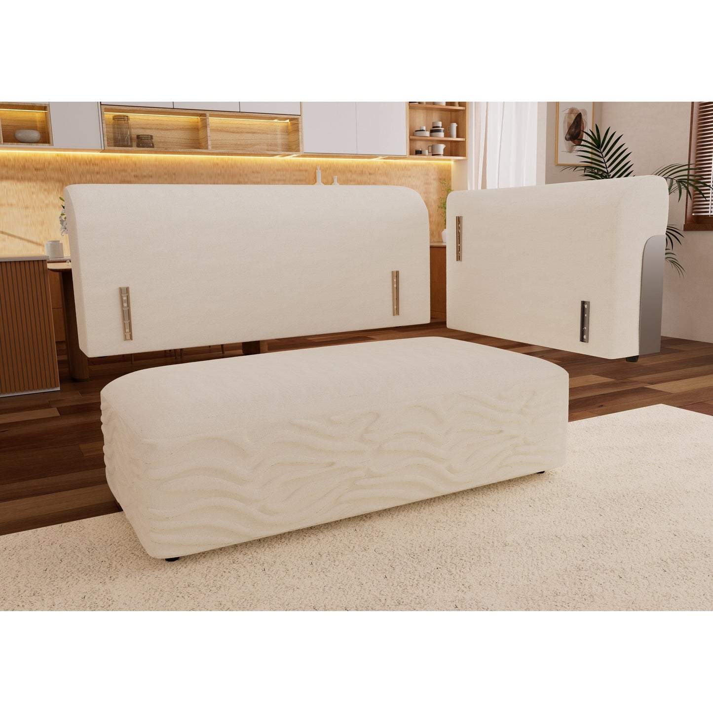 Divano a 4 posti in tessuto 127.4Fabric con seduta profonda, comodo divano a nuvola con cuscini