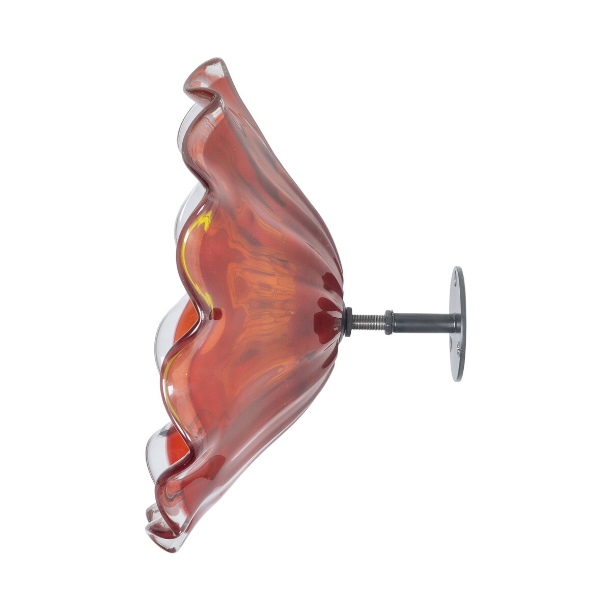 Arte murale in vetro artistico Fiore rosso da 12 pollici di diametro