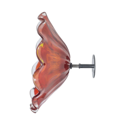 Arte murale in vetro artistico Fiore rosso da 12 pollici di diametro