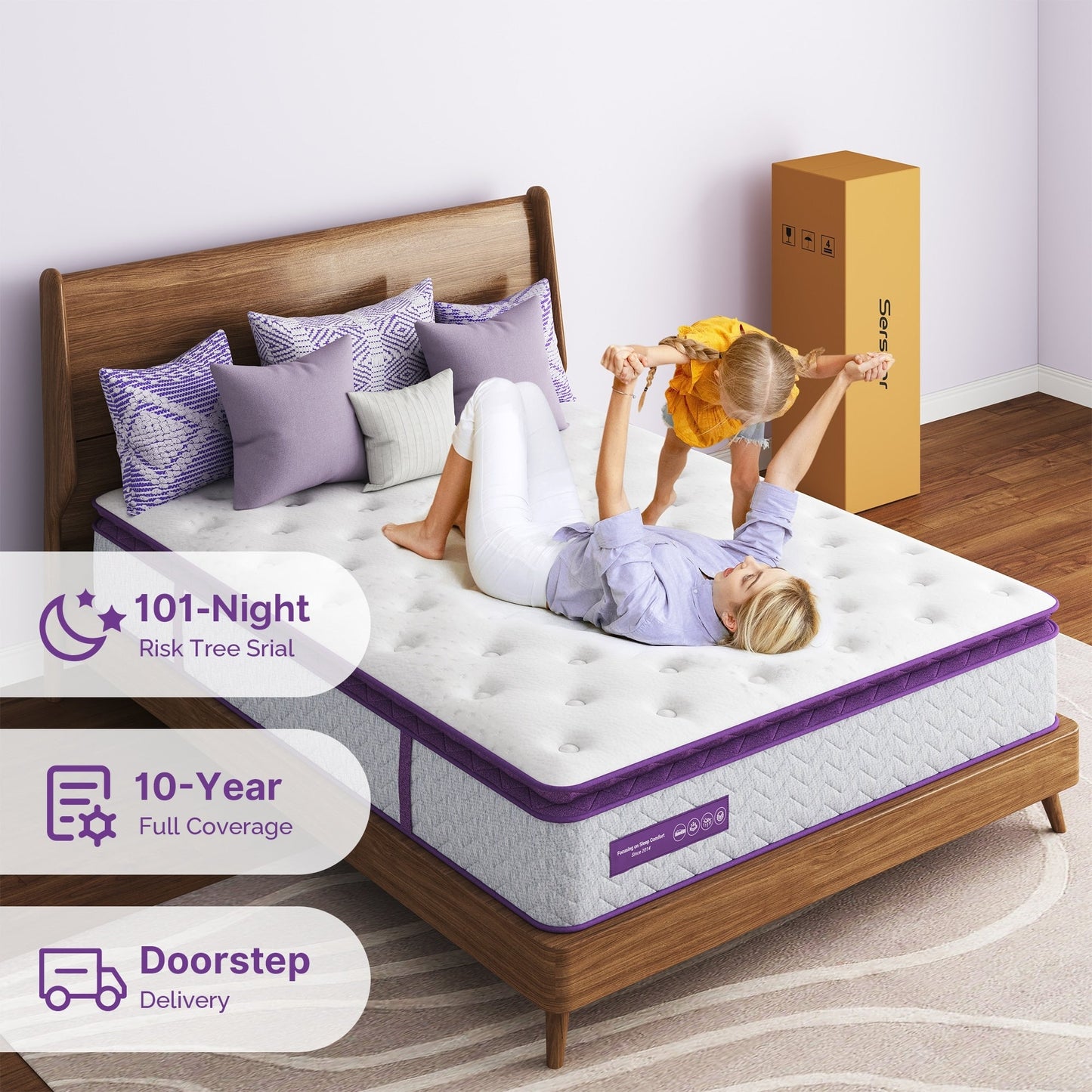 Materasso Pillow Top 12 Medium Firm - Schiuma di carbone di bambù, supporto a 5 zone, certificato CertiPUR-US?