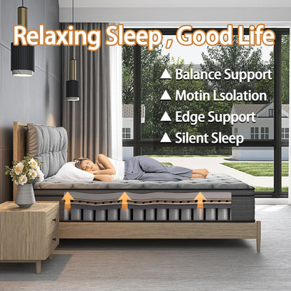 Materasso ibrido in memory foam medio da 12'' in una scatola, per supporto dei bordi e isolamento del movimento