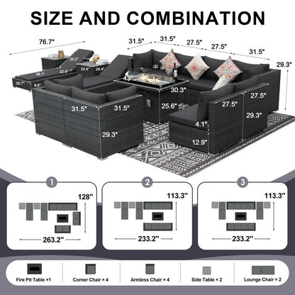 FINCATI Set di 13 divani componibili in vimini per esterni con poltrona