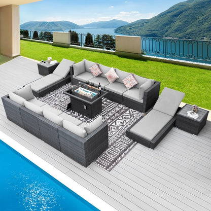 FINCATI Set di 13 divani componibili in vimini per esterni con poltrona