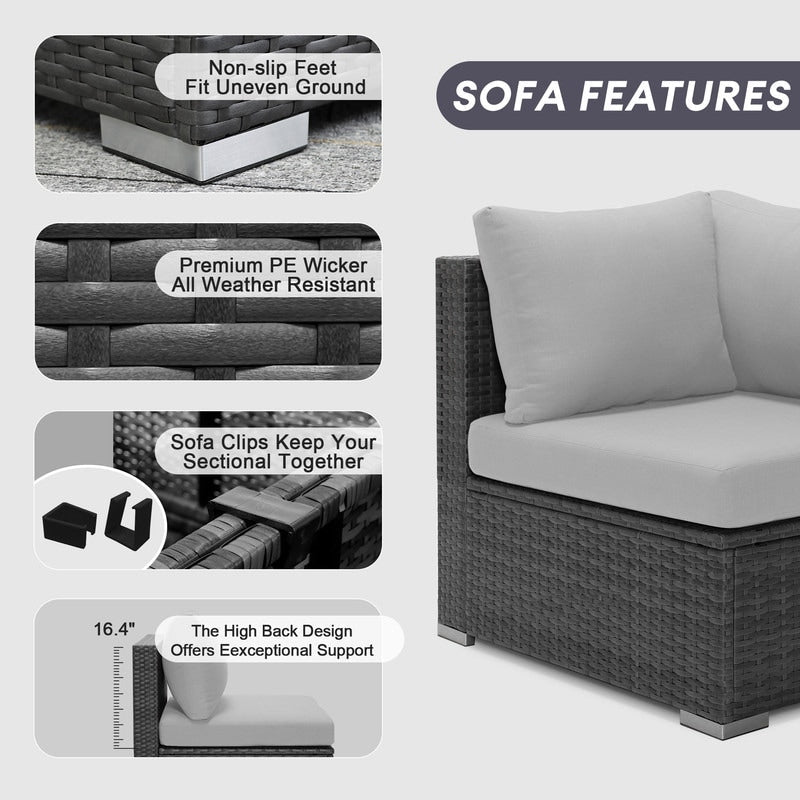 FINCATI Set di 13 divani componibili in vimini per esterni con poltrona