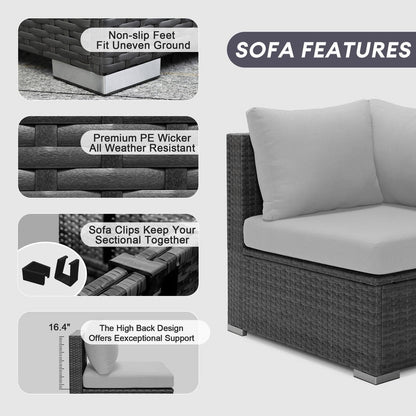 FINCATI Set di 13 divani componibili in vimini per esterni con poltrona