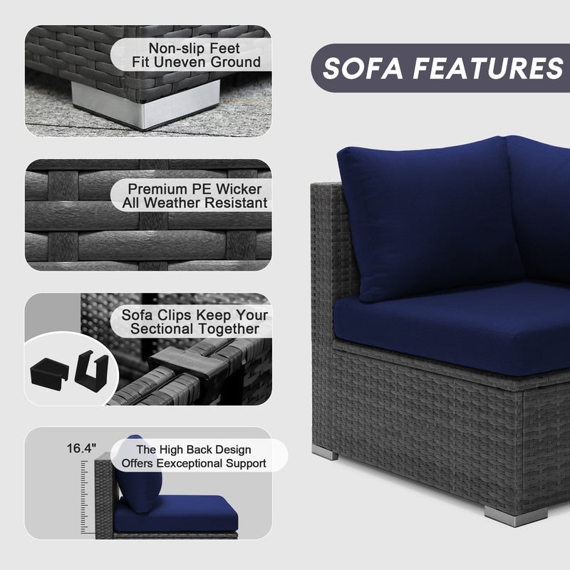 FINCATI Set di 13 divani componibili in vimini per esterni con poltrona