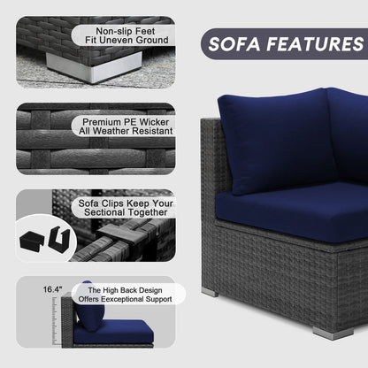 FINCATI Set di 13 divani componibili in vimini per esterni con poltrona