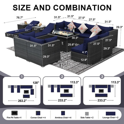 FINCATI Set di 13 divani componibili in vimini per esterni con poltrona