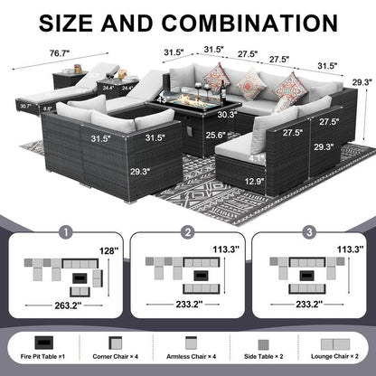 FINCATI Set di 13 divani componibili in vimini per esterni con poltrona