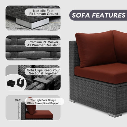 FINCATI Set di 13 divani componibili in vimini per esterni con poltrona