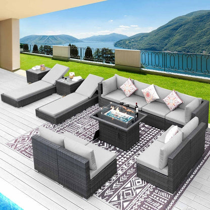 FINCATI Set di 13 divani componibili in vimini per esterni con poltrona