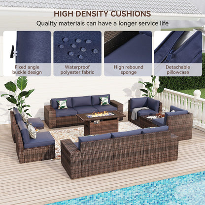 Set di mobili da giardino da 13 pezzi con tavolo da fuoco da 44 pollici