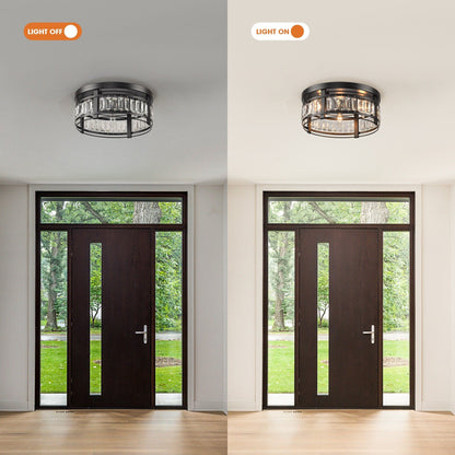 13.3 Lampadario moderno a 3 luci in cristallo nero da incasso per corridoio