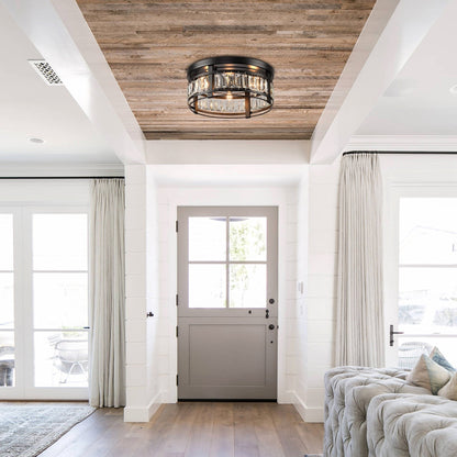 13.3 Lampadario moderno a 3 luci in cristallo nero da incasso per corridoio