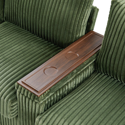 Divano a 4 posti in velluto a coste 133 con porte USB, portabicchieri ribaltabili e spazio nascosto