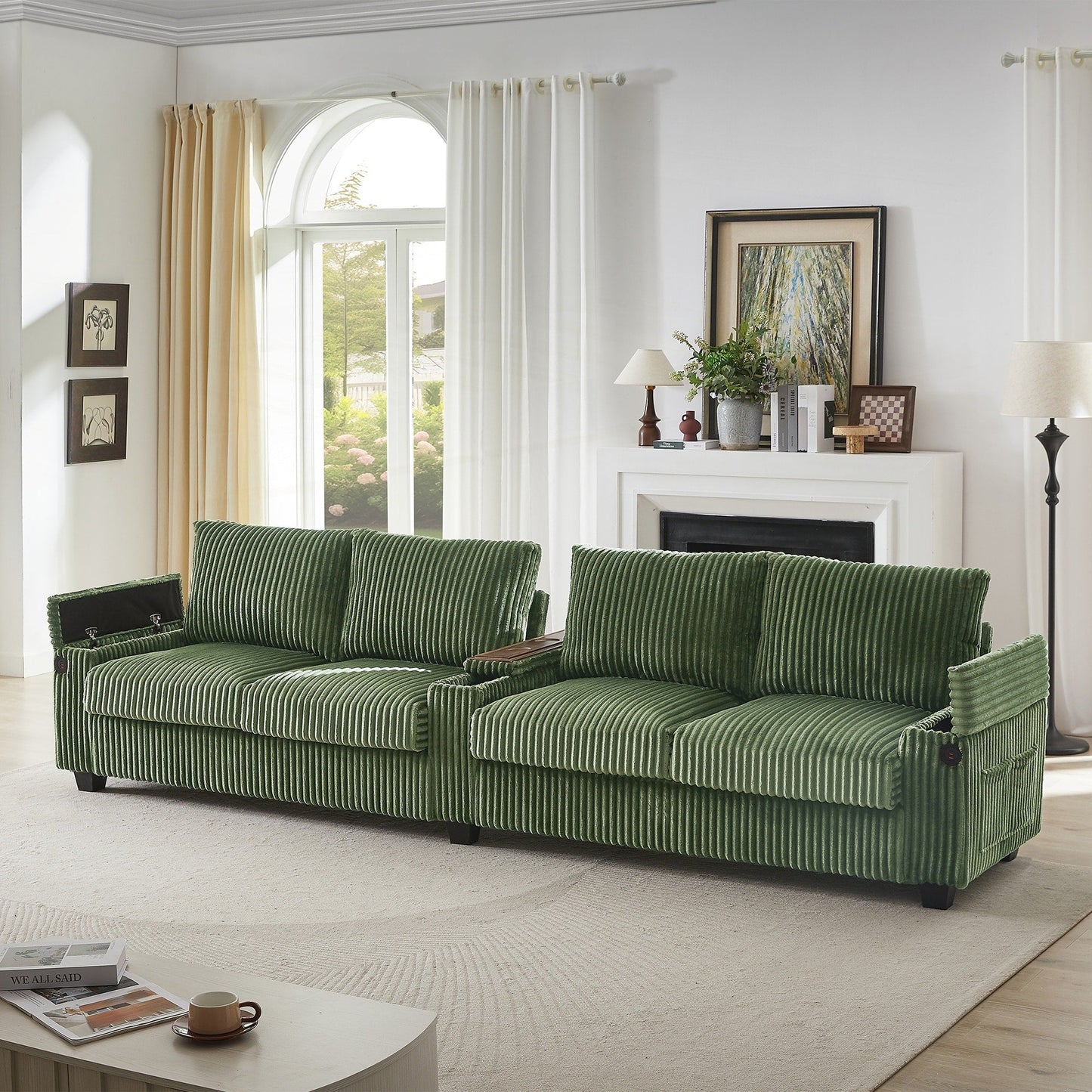 Divano in velluto a coste da 133 pollici a 4 posti