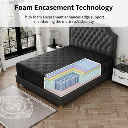 Materasso ibrido extra rigido da 14 pollici con isolamento del movimento e raffreddamento in una scatola