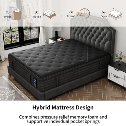 Materasso ibrido extra rigido da 14 pollici con isolamento del movimento e raffreddamento in una scatola