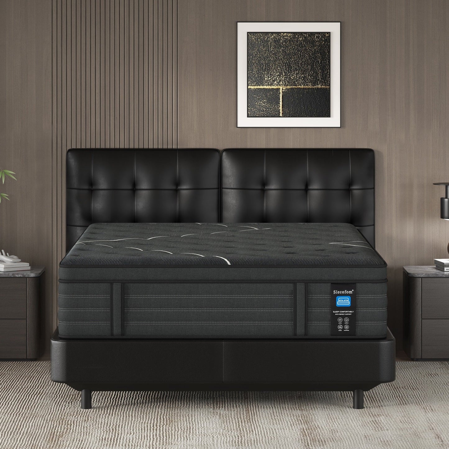 Materasso ibrido Slecofom Euro Top extra rigido da 14 pollici, nero