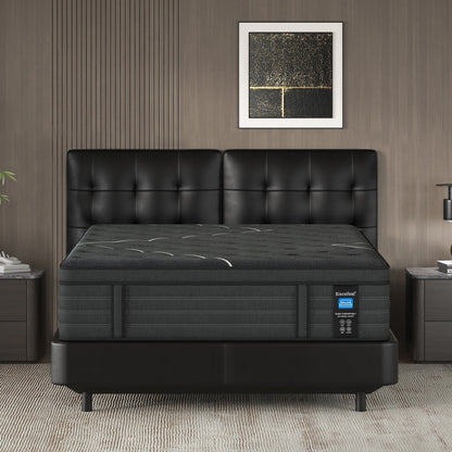 Materasso ibrido Slecofom Euro Top extra rigido da 14 pollici, nero