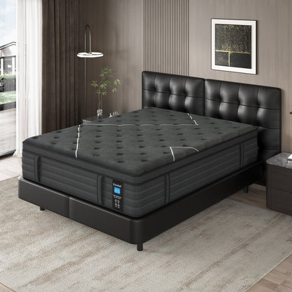 Materasso ibrido Slecofom Euro Top extra rigido da 14 pollici, nero