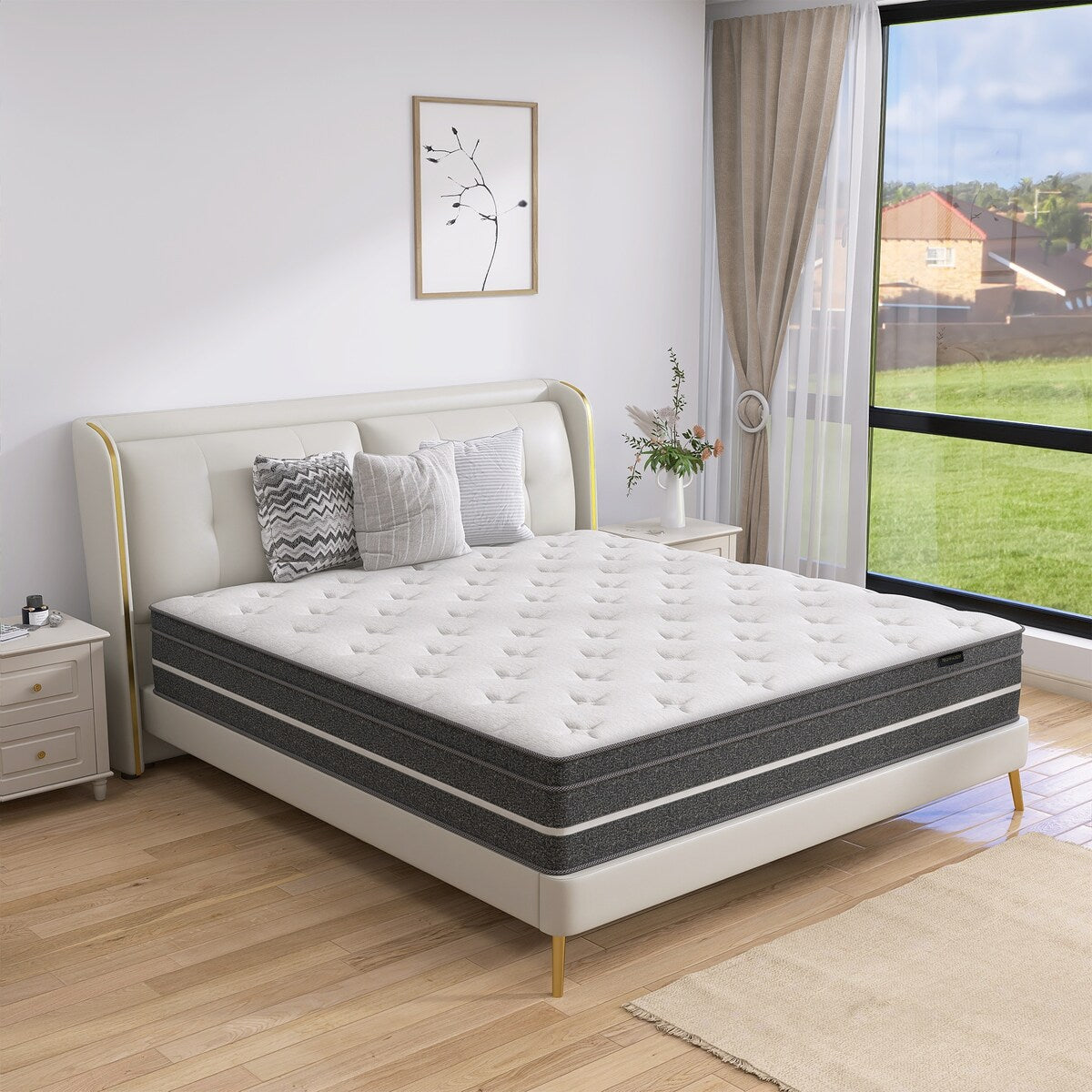 Materasso da 14 pollici in memory foam infuso di gel con molle insacchettate ibride