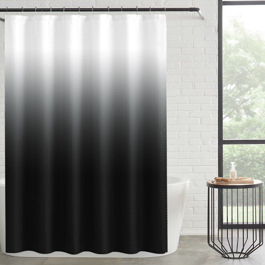 Set da bagno/doccia da 14 pezzi - Tenda da doccia sfumata, ganci e rivestimento in PEVA