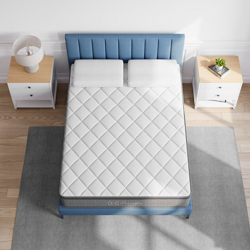 Materasso in memory foam con gel rinfrescante da 14 pollici, con molle insacchettate singolarmente e isolamento del movimento, per alleviare il mal di schiena e rinfrescare