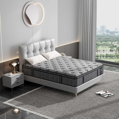 Materasso ibrido medio Euro Top da 14 pollici, materasso in memory foam in una scatola