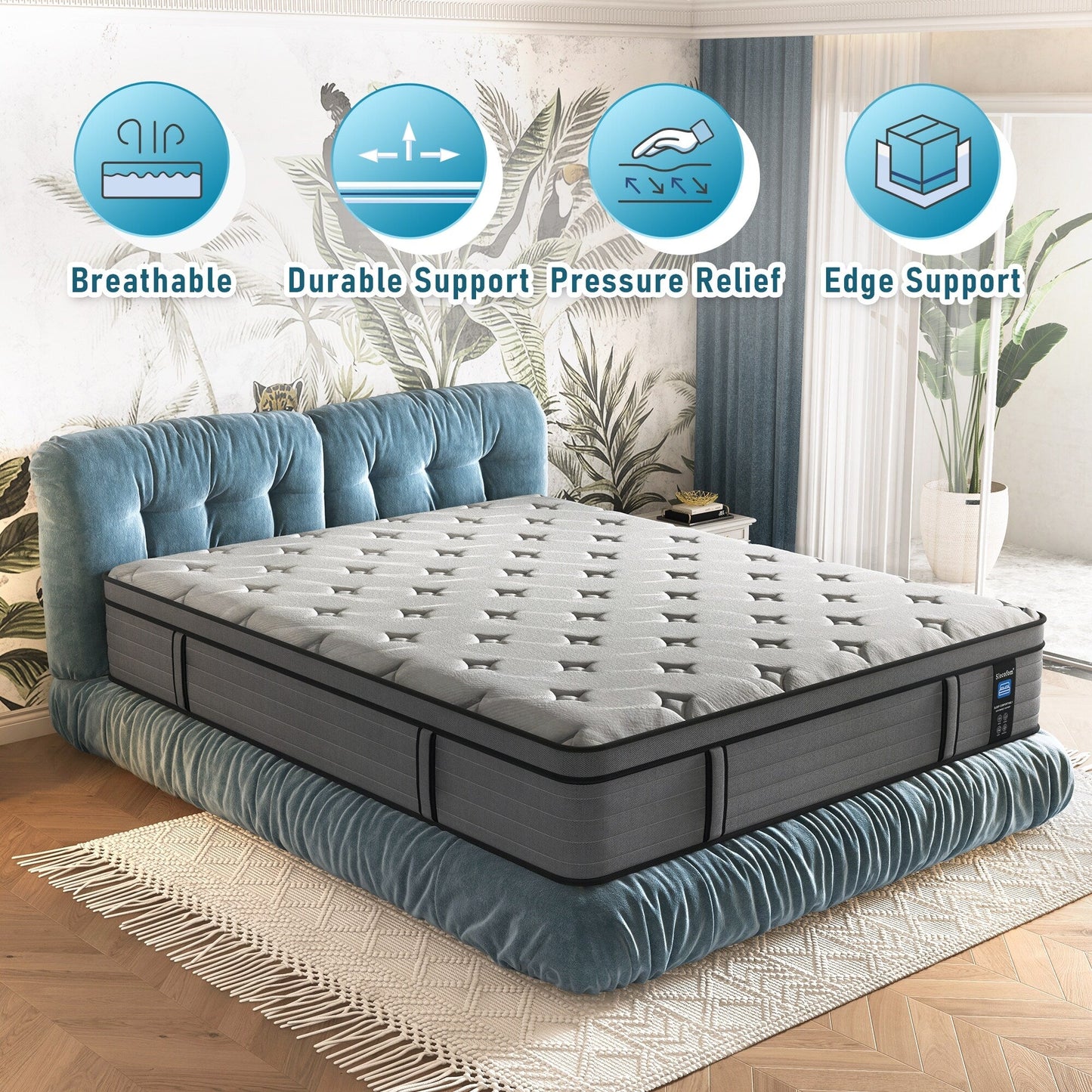 Materasso ibrido in memory foam con gel Euro Top da 14 pollici in una scatola