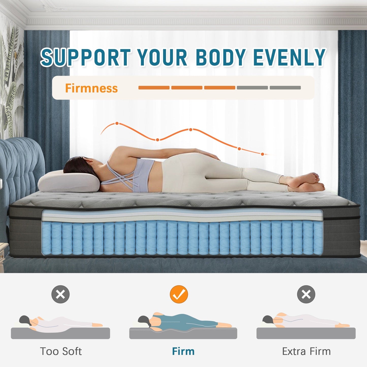 Materasso ibrido in memory foam con gel Euro Top da 14 pollici in una scatola