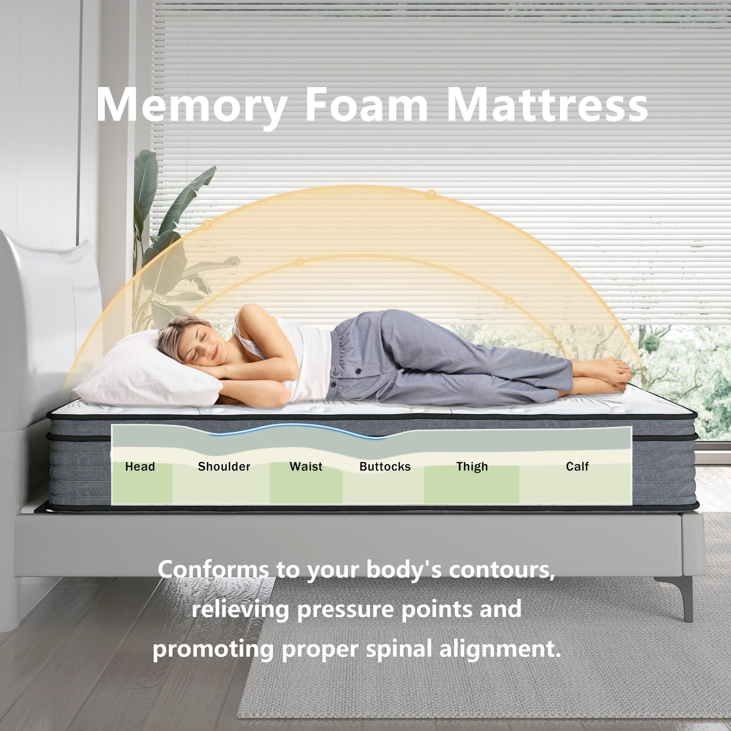 Materasso ibrido in memory foam Cool Gel da 14 pollici, formato singolo, in una scatola per piccole camere da letto