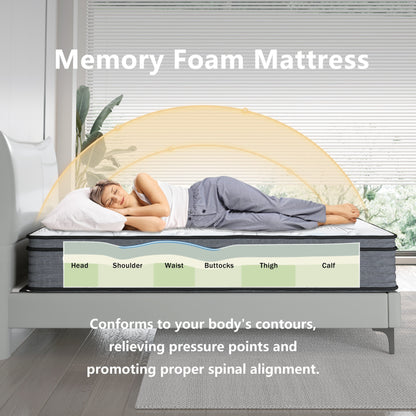Materasso ibrido in memory foam Cool Gel da 14 pollici, formato singolo, in una scatola per piccole camere da letto
