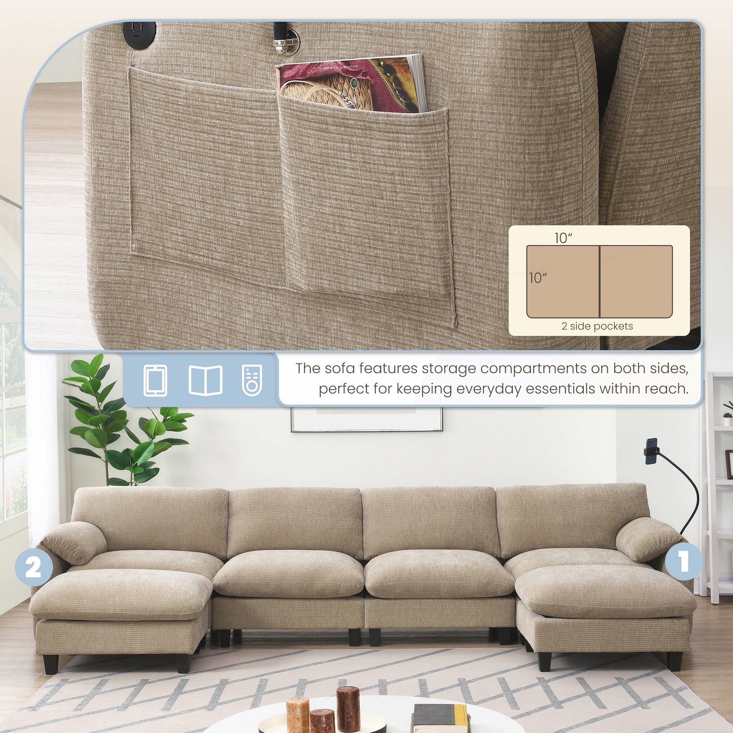 Divano componibile modulare da 140 pollici