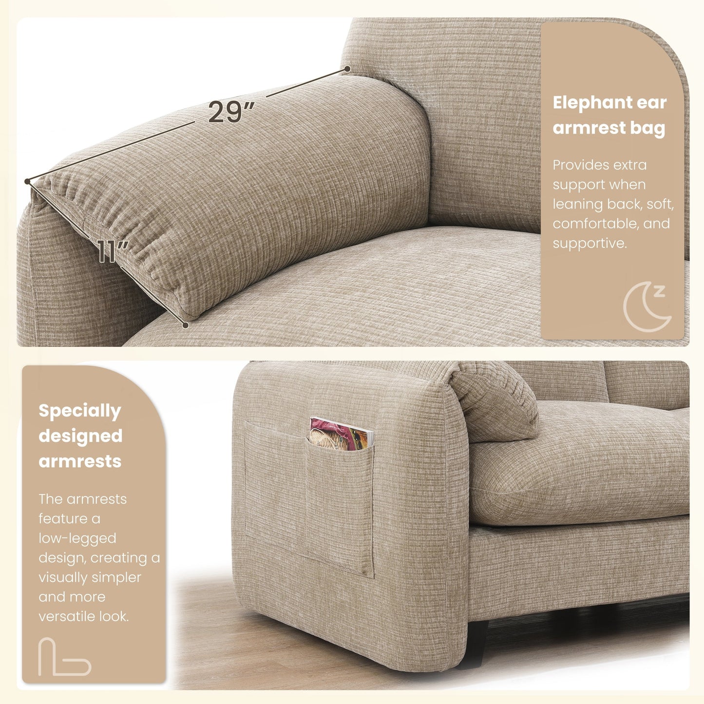 Divano componibile modulare da 140 pollici