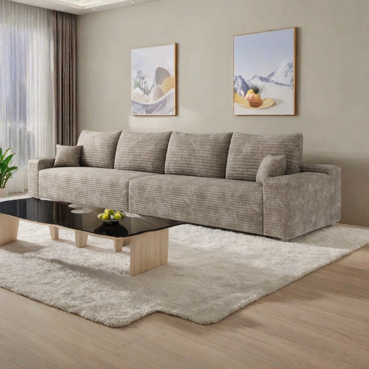 Divano a 5 posti 140Foam - Divano a forma di nuvola in velluto a coste con poltrona reclinabile e schiuma ad alta resilienza