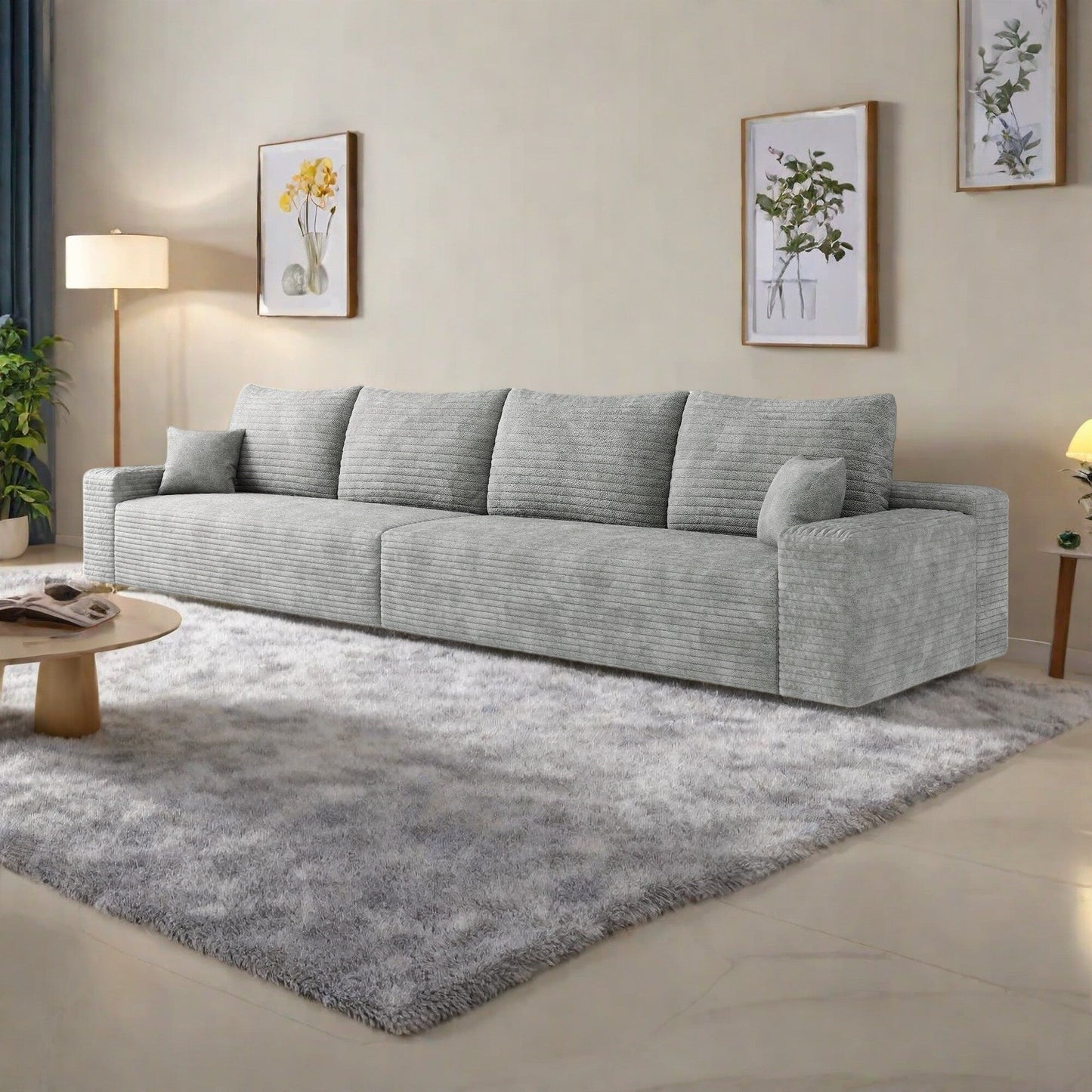 Divano a 5 posti 140Foam - Divano a forma di nuvola in velluto a coste con poltrona reclinabile e schiuma ad alta resilienza