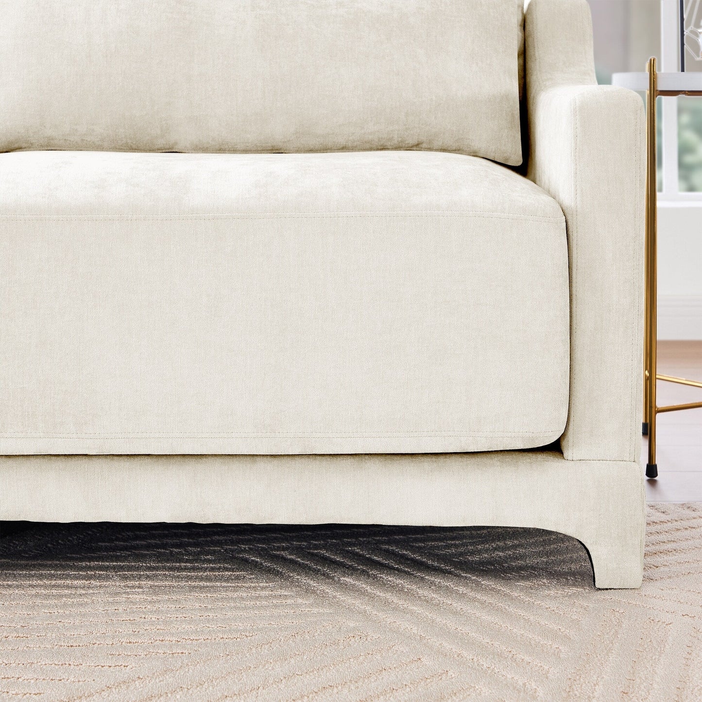 Divano 141.7 Chenille 6 posti con base ergonomica in legno, spugna ad alta resilienza per soggiorno