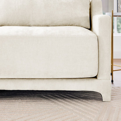 Divano 141.7 Chenille 6 posti con base ergonomica in legno, spugna ad alta resilienza per soggiorno