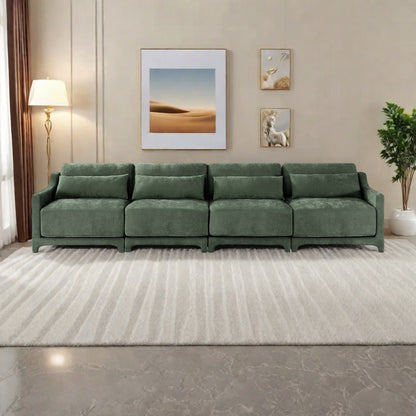 Divano 141.7 Chenille 6 posti con base ergonomica in legno, spugna ad alta resilienza per soggiorno