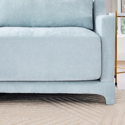 Divano 141.7 Chenille 6 posti con base ergonomica in legno, spugna ad alta resilienza per soggiorno