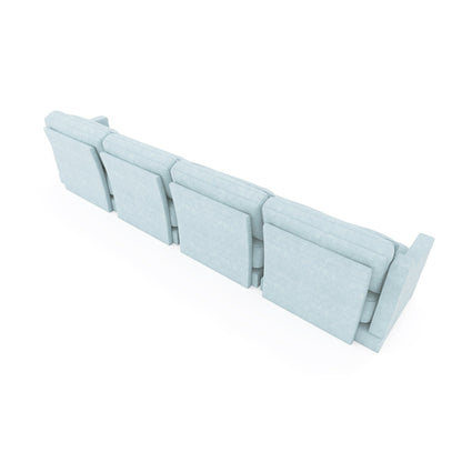 Divano 141.7 Chenille 6 posti con base ergonomica in legno, spugna ad alta resilienza per soggiorno